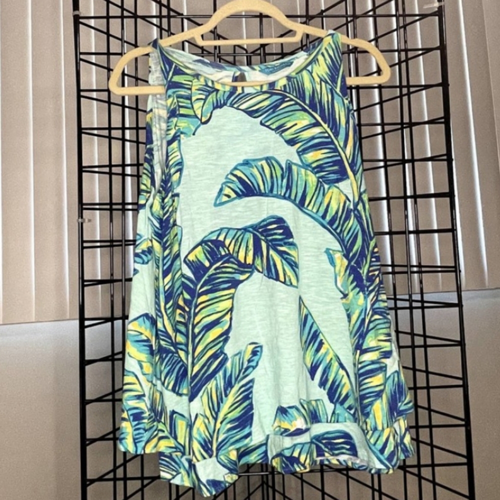 Tori Richard Honolulu Palm Print  Blouse Large